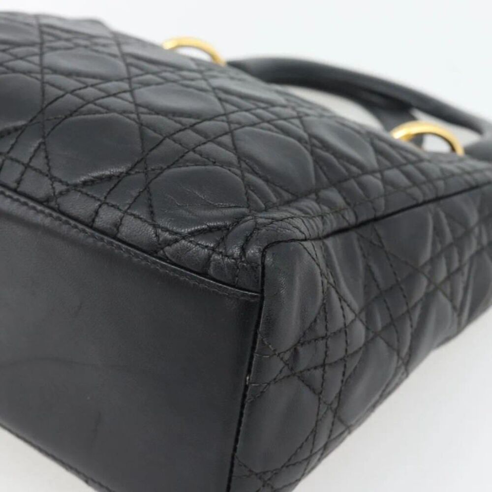 Christian Dior Vintage Lady Dior Cannage Quilt Lambskin Black Leather Handbag - Picture 9 of 16